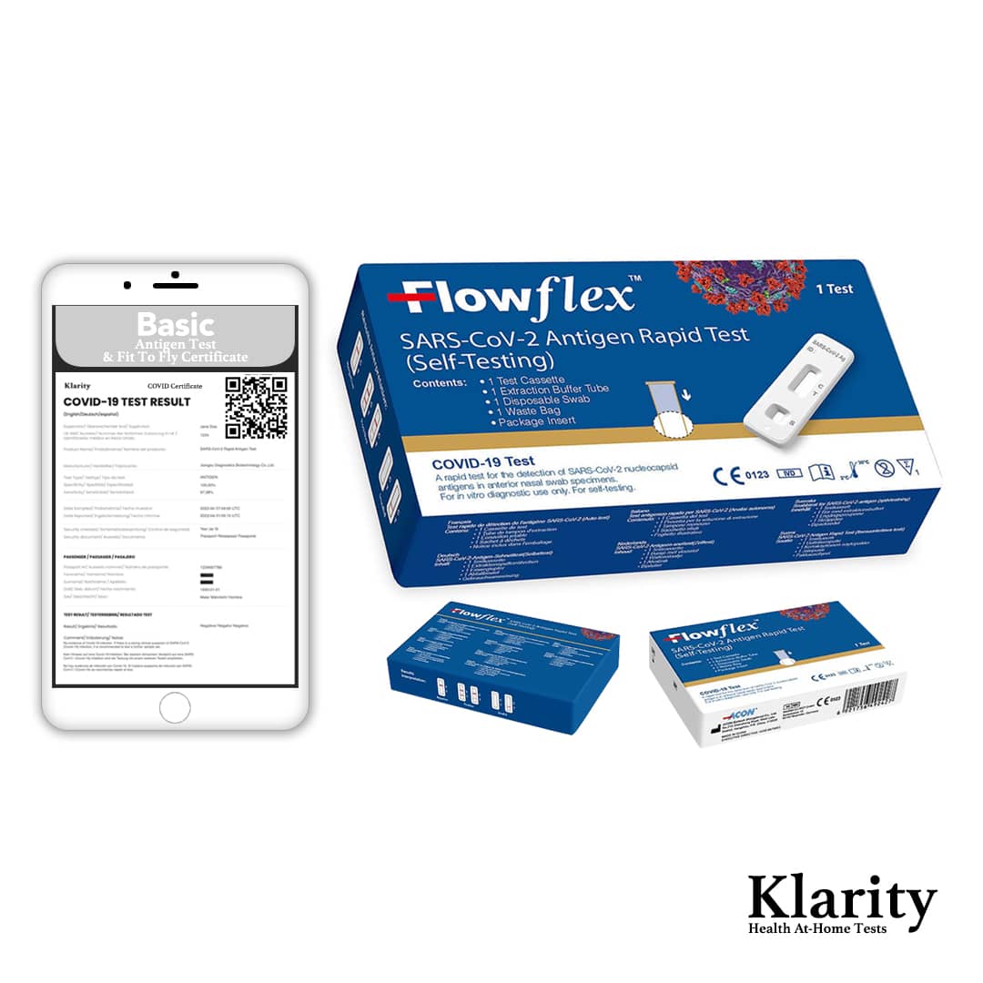 Get A Fit To Fly Certificate For A Klarity COVID Test With Basic Lateral Flow Health Guidance.